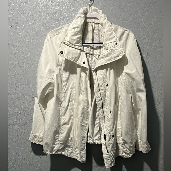 Anthropologie - White Zip up Cinch Jacket - Picture 1 of 6